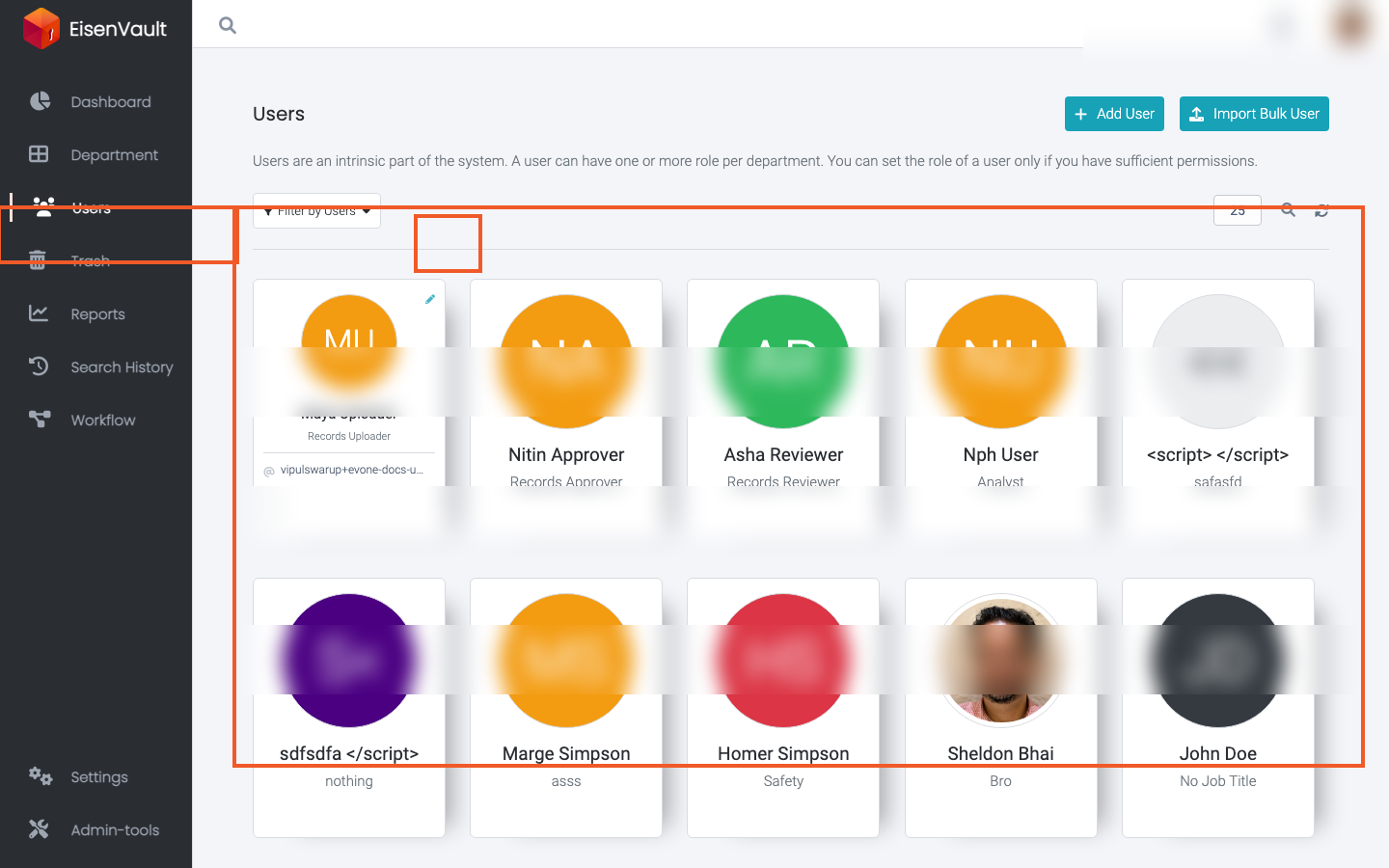 Users page with the edit icon on a user card highlighted