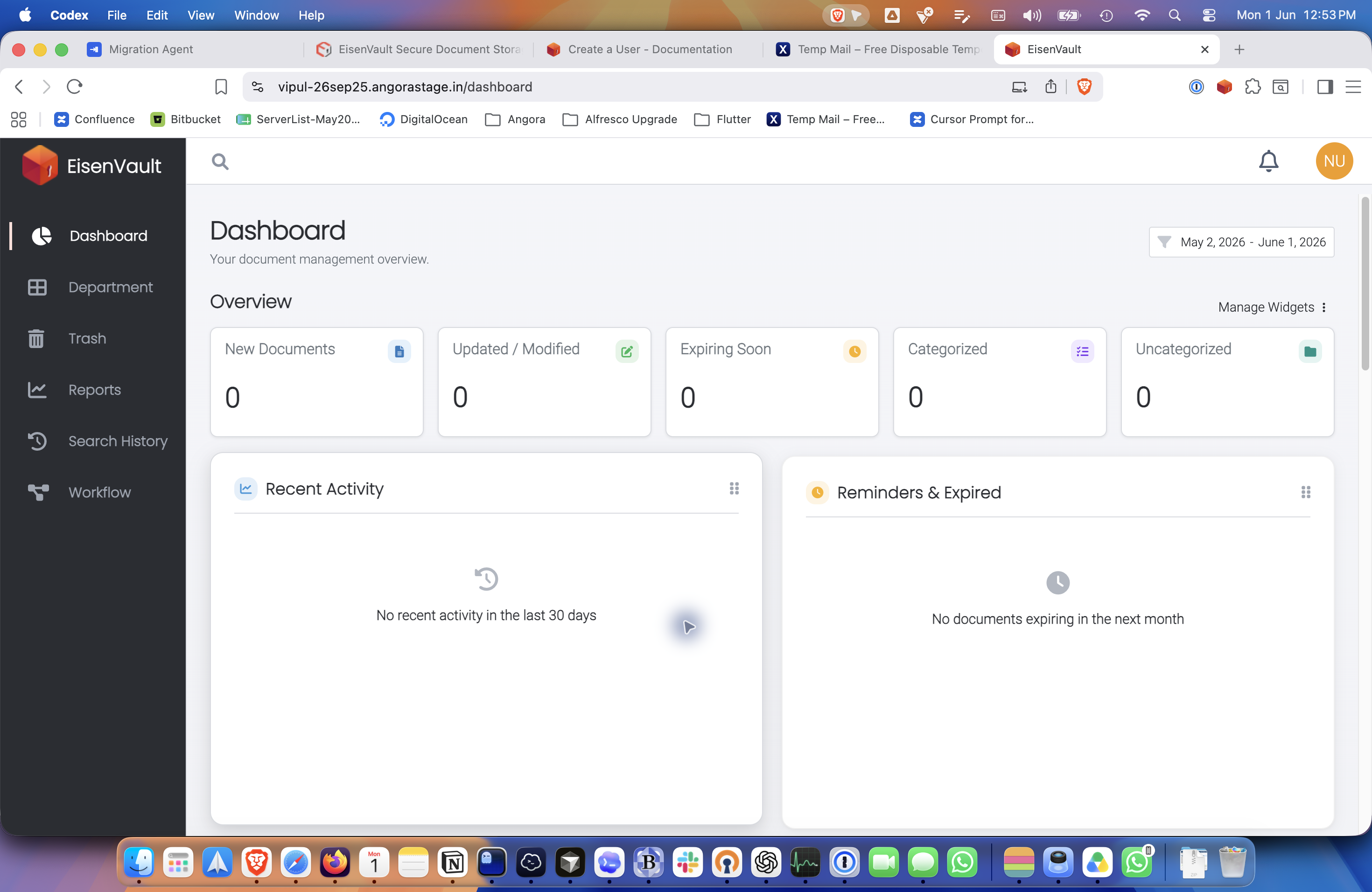 Regular user dashboard after login