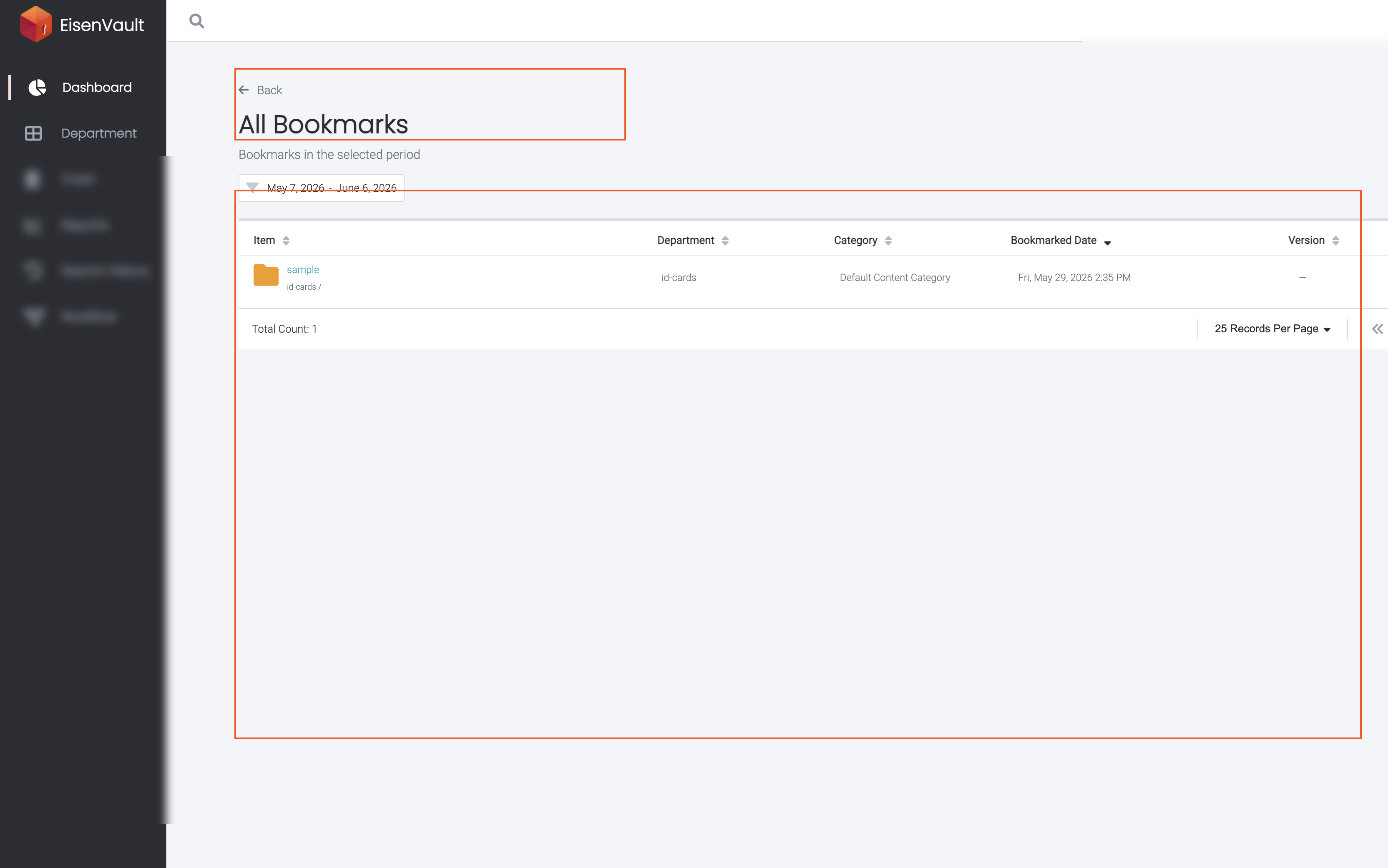 All Bookmarks list page
