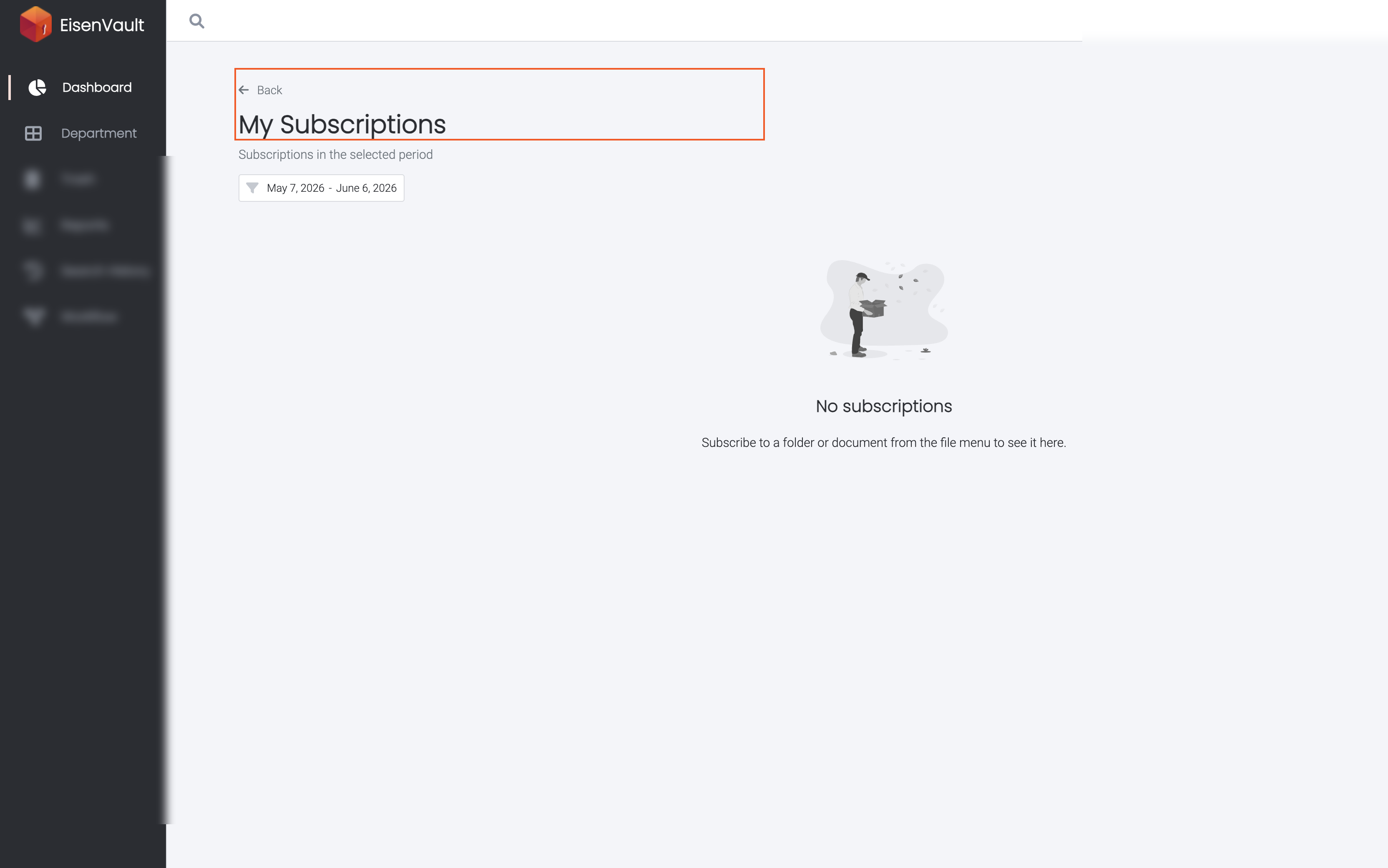 My Subscriptions empty state