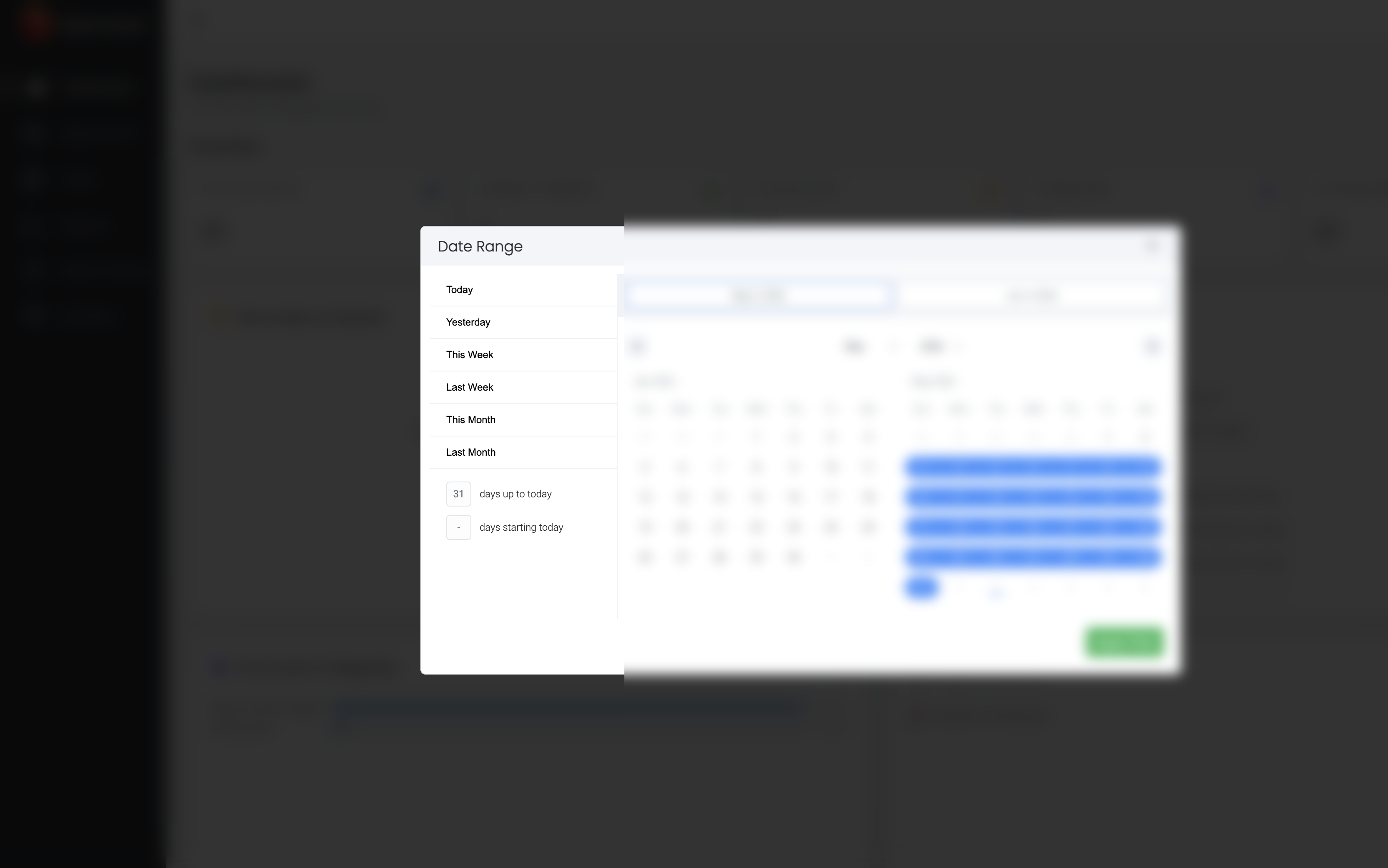 Date Range picker on the dashboard