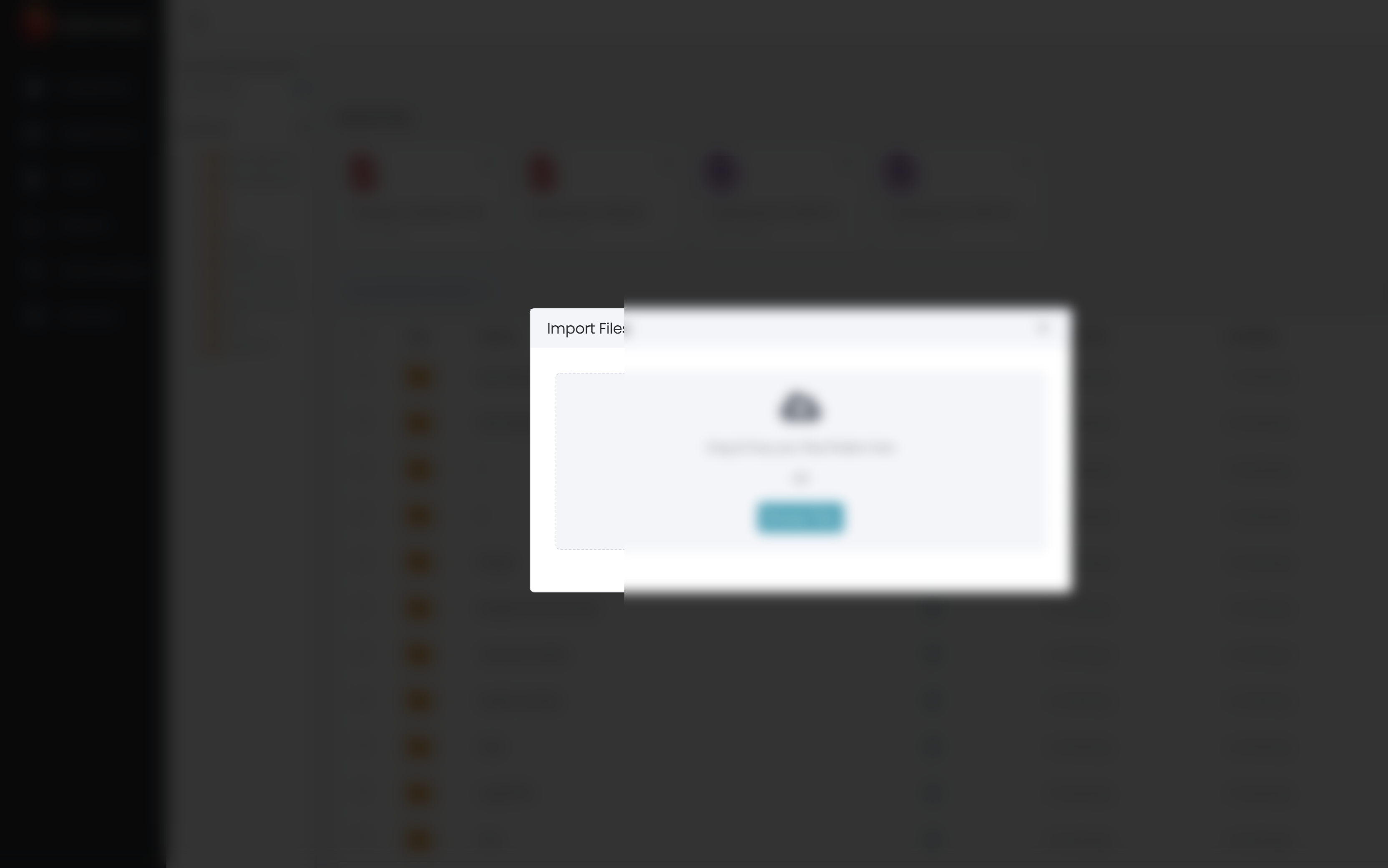 Import Files upload window