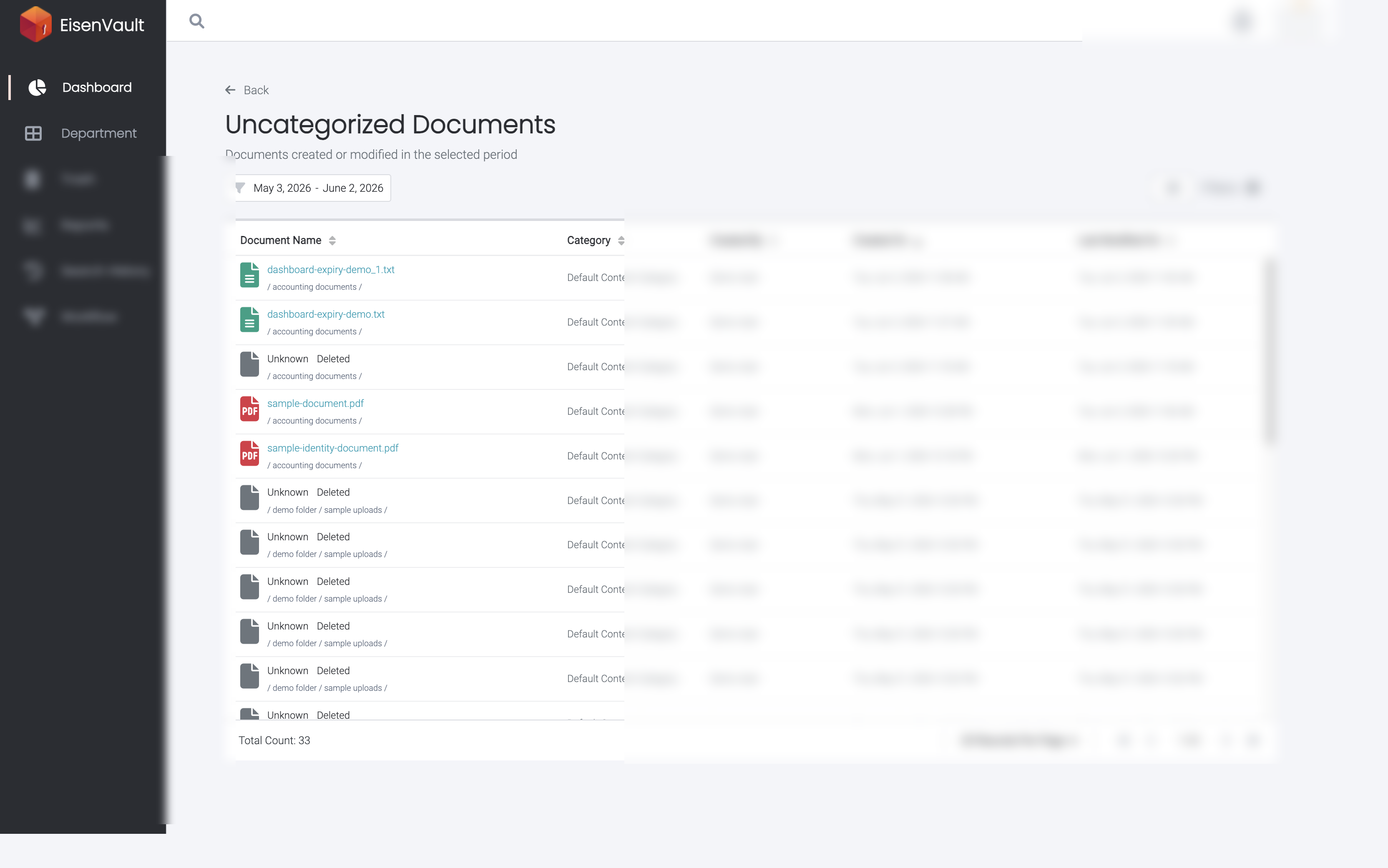 Uncategorized Documents list
