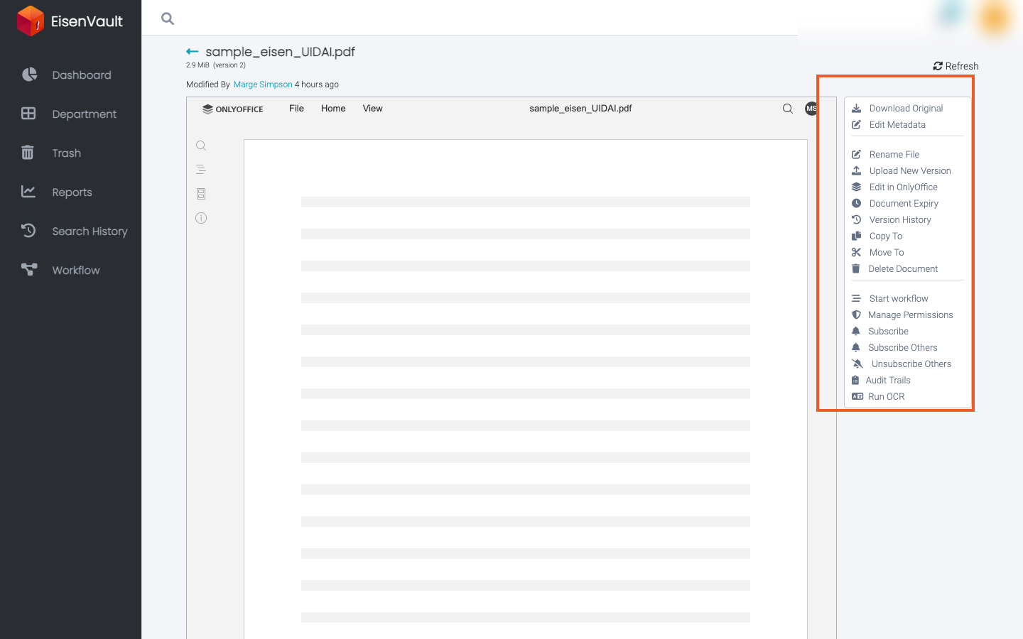 Document open in the built-in viewer