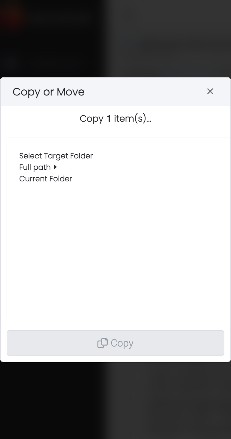 Copy To dialog for folder selection
