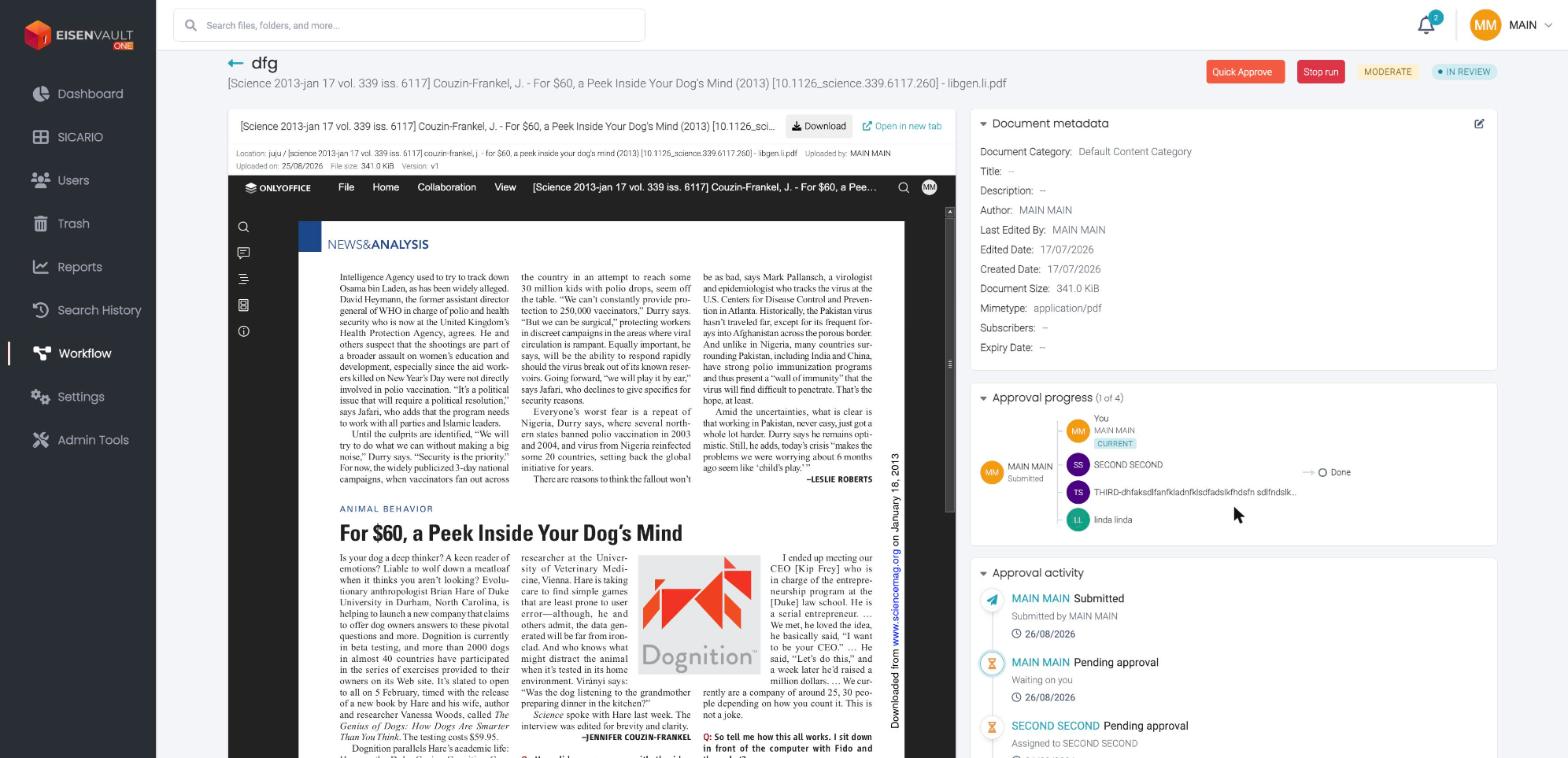 Approval page
