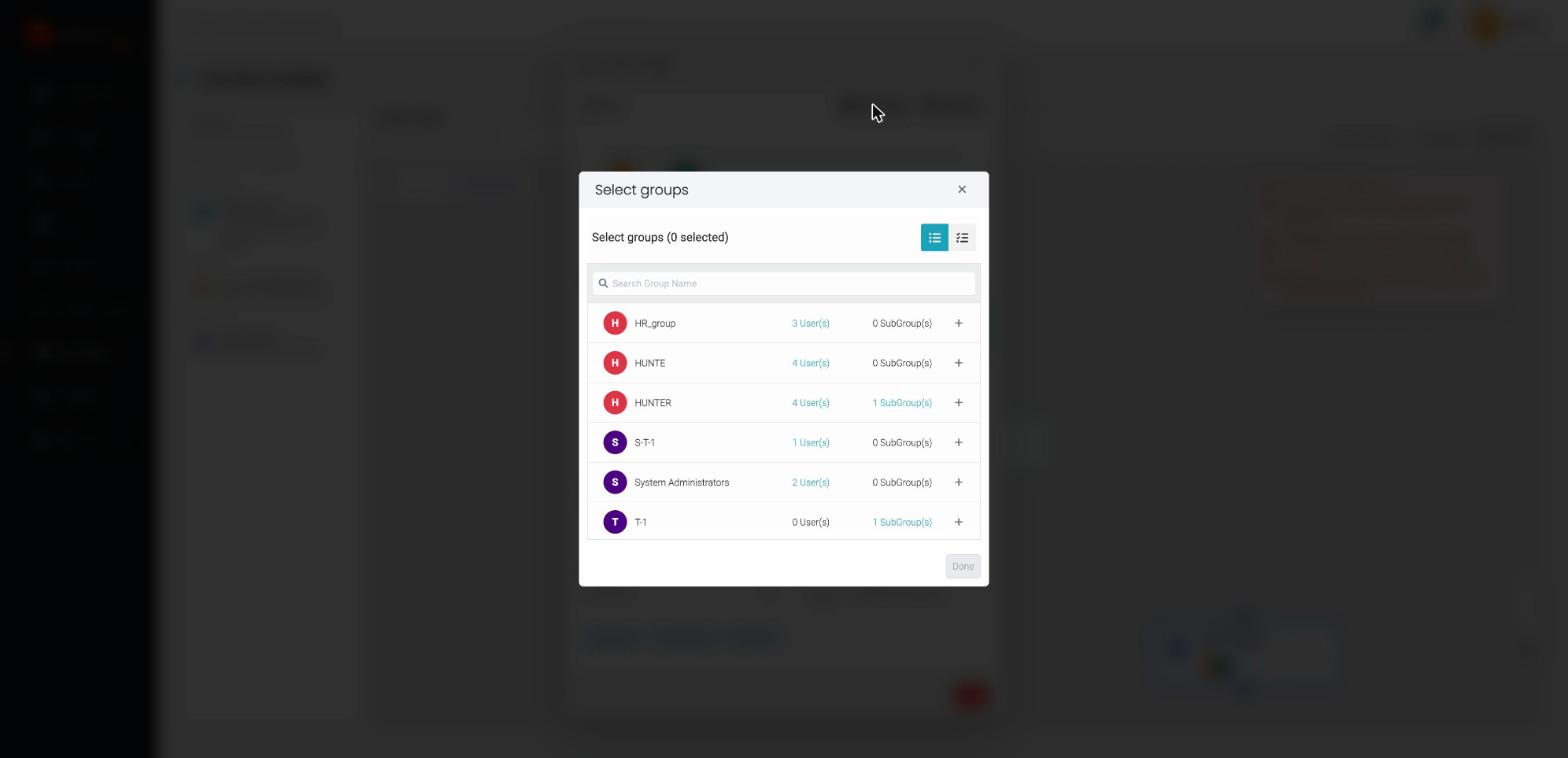 Select groups dialog