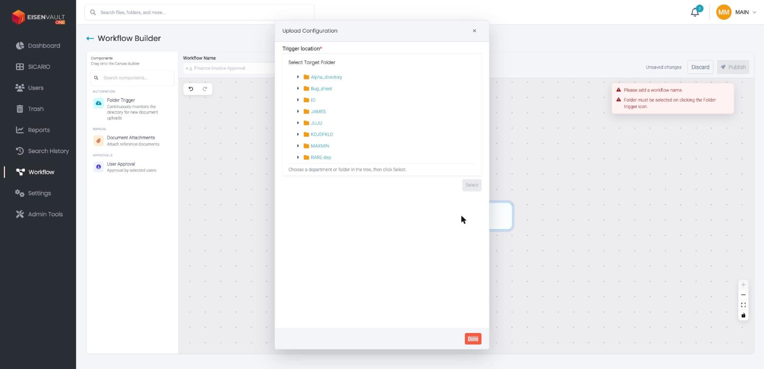 Upload Configuration with the folder tree