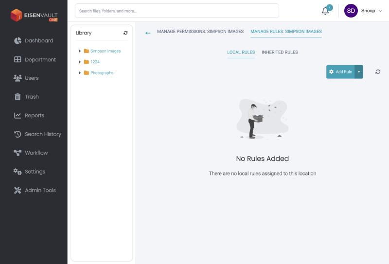 Manage Rules page with Local Rules and Inherited Rules tabs