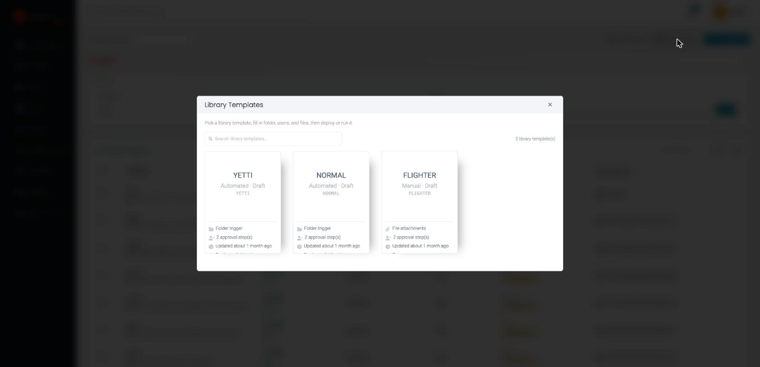 Library Templates dialog